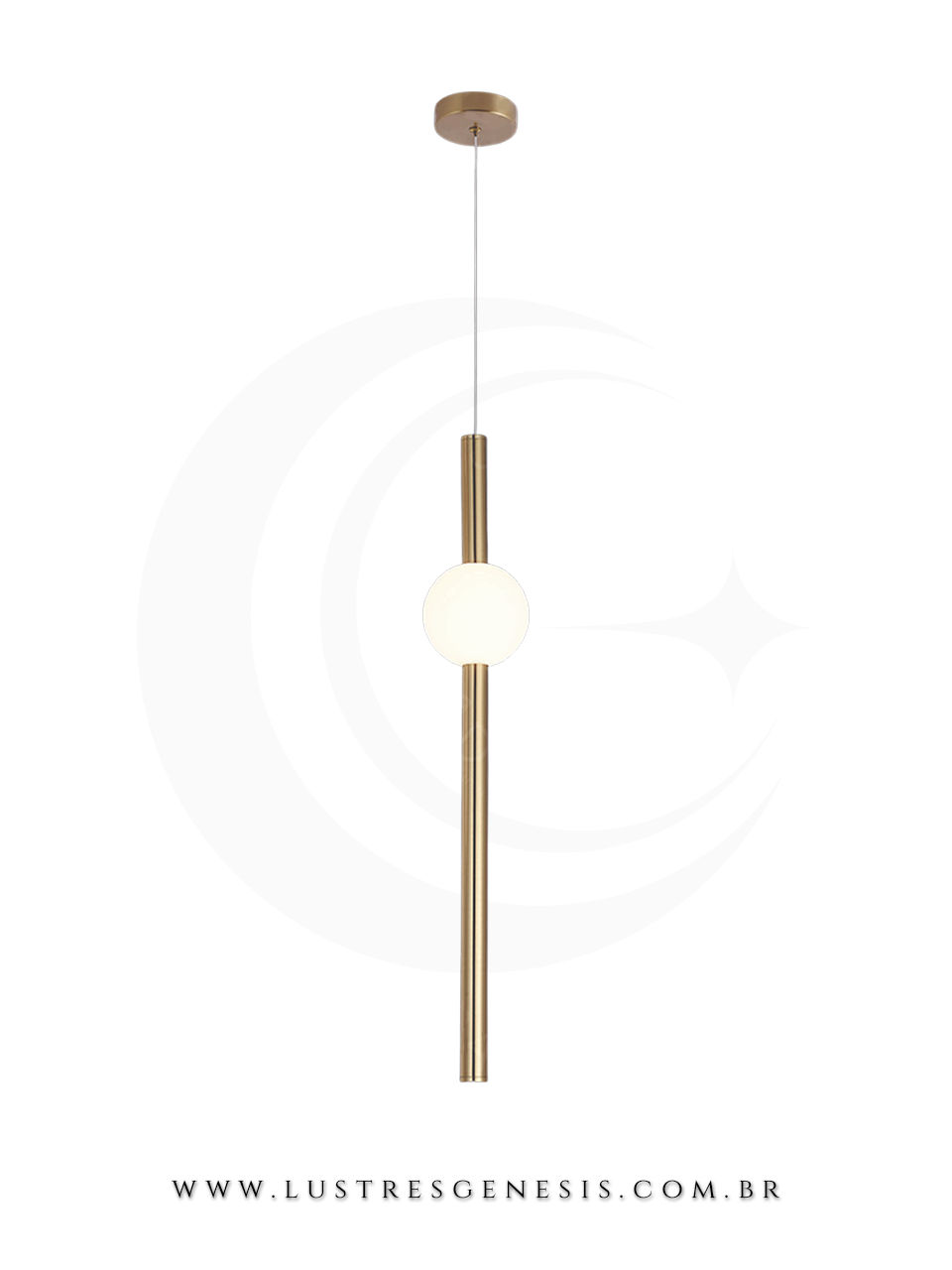 Lustre Pendente Moderno LED Bronze QD05150 Bivolt 8W 3000K 60x7cm, Banheiro, Lavabo, Cabeceira de Cama, Balcao de cozinha